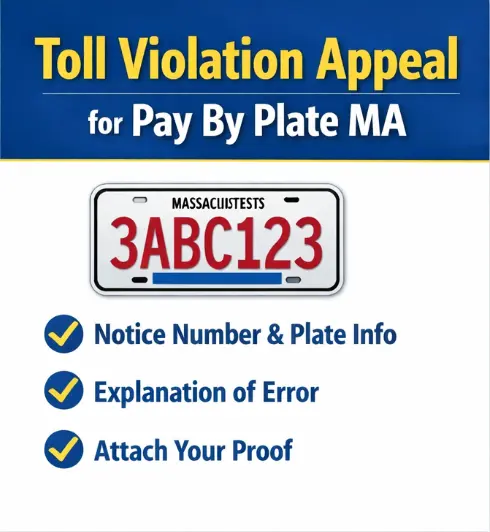 Toll Violation Appeal for Pay By Plate MA 3 Toll Violation Appeal